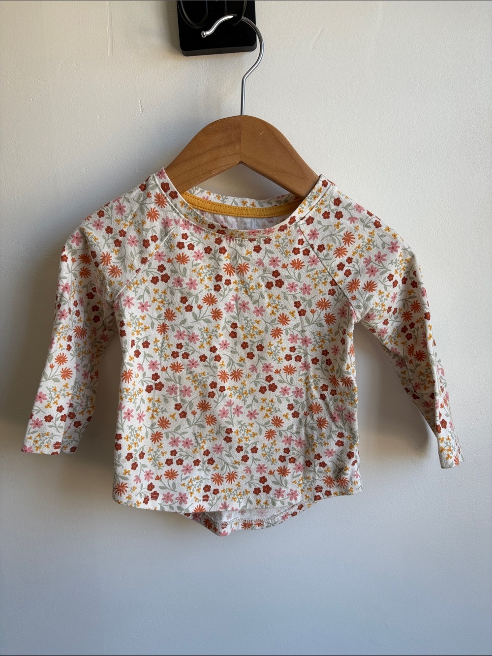 Cat & Jack Cream Long-Sleeve Floral Tee with Pink & Orange Flowers